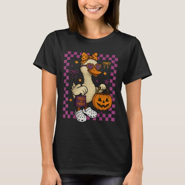 Girls Goose Halloween Spooky Goosey Silly Goose Pu T-Shirt (Front)