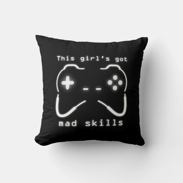 Girl's Got Mad Skills Video Game Controller Cushion (Front)