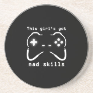 Girl's Got Mad Skills Video Game Controller Drink Coaster