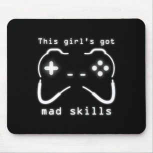 Girl's Got Mad Skills Video Game Controller Mouse  Mat