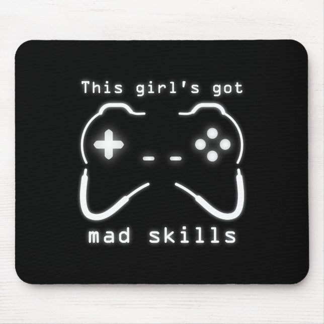 Girl's Got Mad Skills Video Game Controller Mouse  Mat (Front)