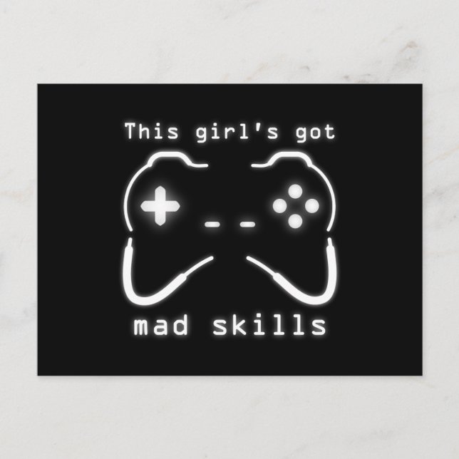Girl's Got Mad Skills Video Game Controller Postcard (Front)