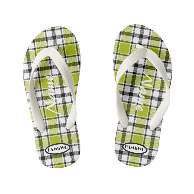 Girl's Green Plaid  HAMbWG Flip Flops (Footbed)