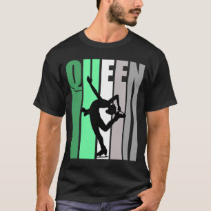 Girls Green Retro Ice Skating Queen Birthday Daugh T-Shirt
