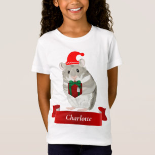Girls Grey Hamster Christmas  T-Shirt