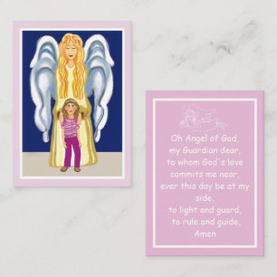 Girl's Guardian Angel prayer card