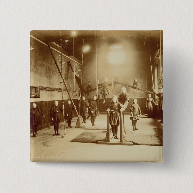 Girl's Gymnasium at the Deaf and Dumb Institution, 15 Cm Square Badge (Front)