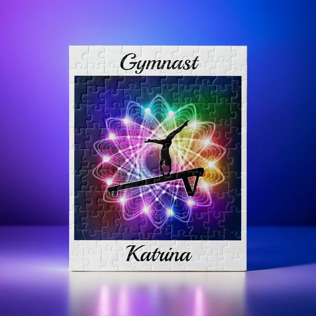 Girls Gymnast Balance Beam Personalised Jigsaw Puzzle (Creator Uploaded)