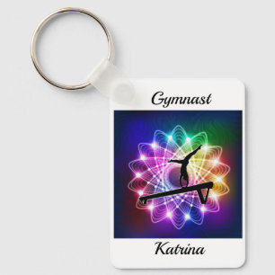 Girls Gymnast Balance Beam Personalised Key Ring