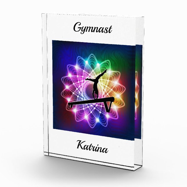 Girls Gymnast Balance Beam Personalised Photo Block (Right)