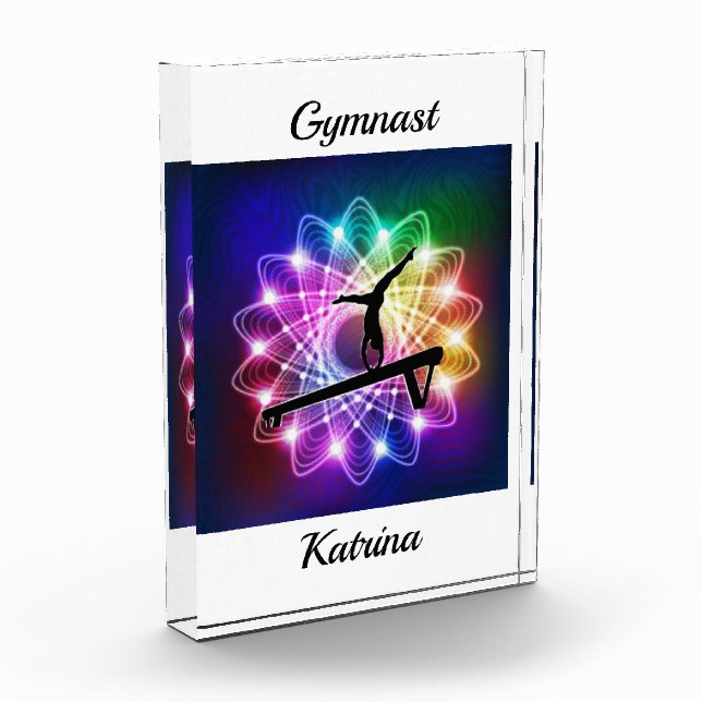 Girls Gymnast Balance Beam Personalised Photo Block (Left)