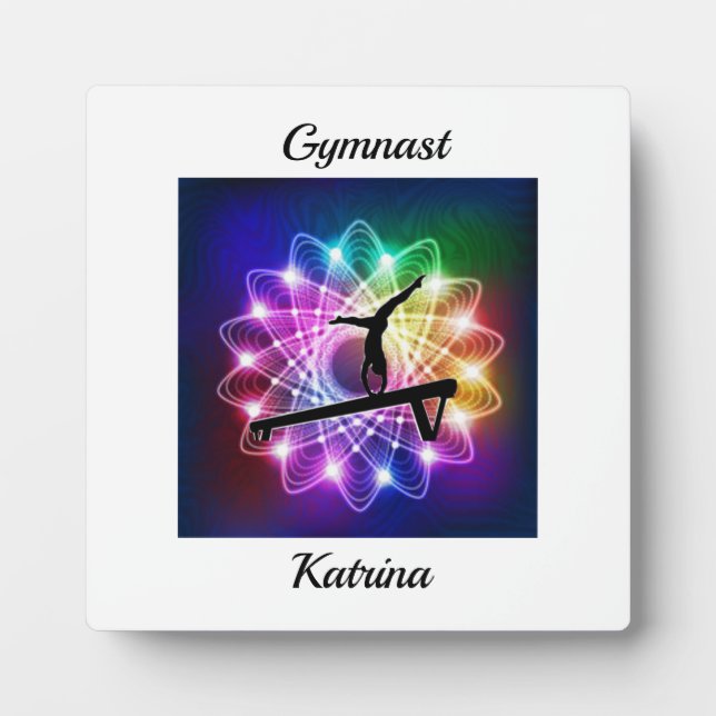 Girls Gymnast Balance Beam Personalised Plaque (Front)