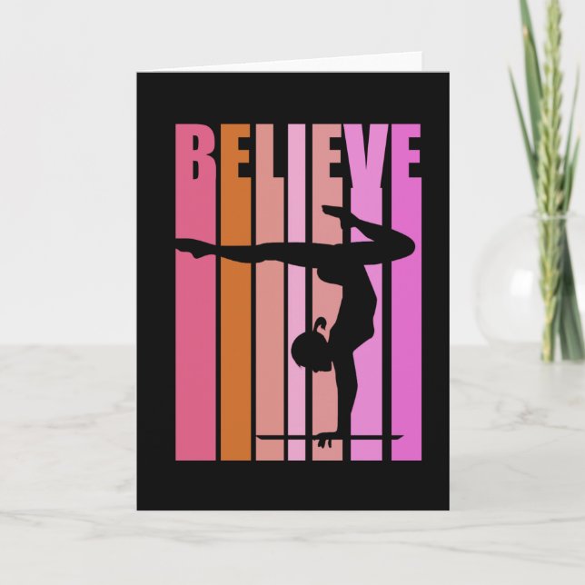 Girls Gymnast Gymnastics Girls Handstand Pink Card (Front)