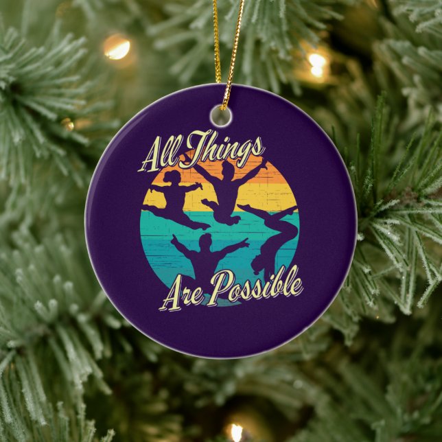 Girls Gymnastics - All Things are Possible Ceramic Tree Decoration (Tree)