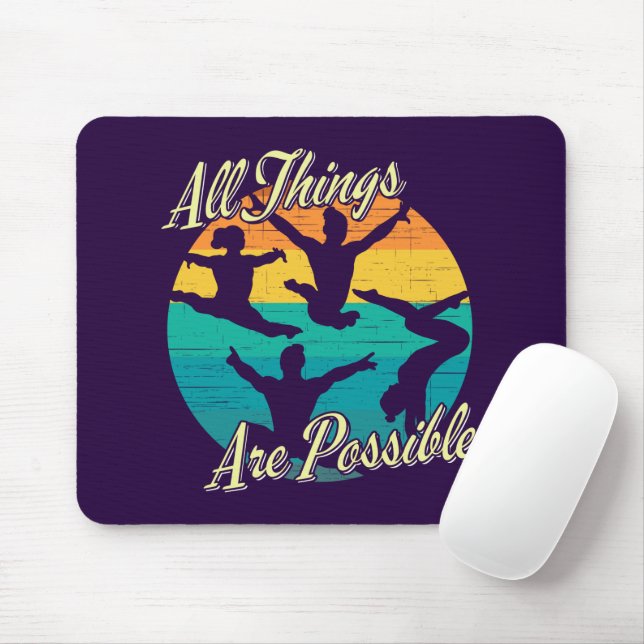 Girls Gymnastics - All Things are Possible Mouse Mat (With Mouse)