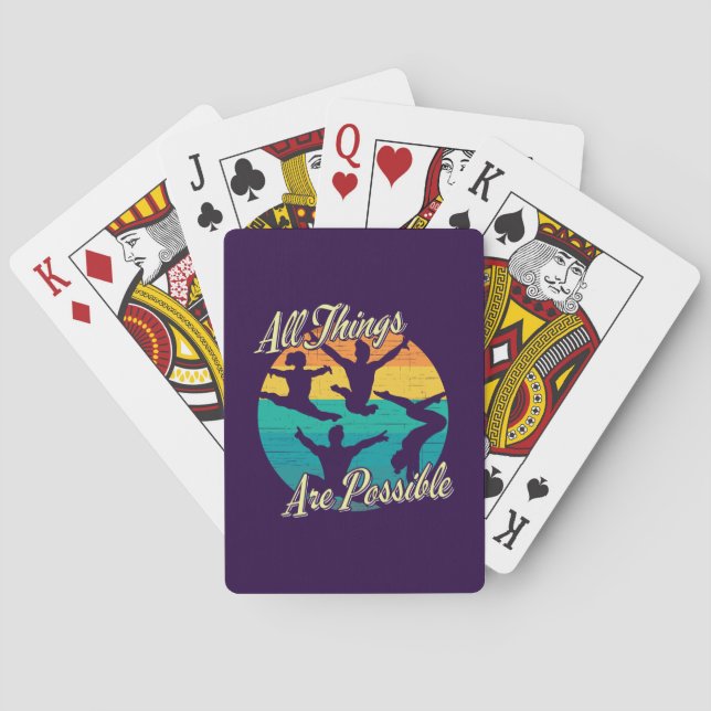 Girls Gymnastics - All Things are Possible Playing Cards (Back)