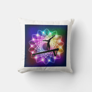 Girls Gymnastics Balance Beam Throw Pillow
