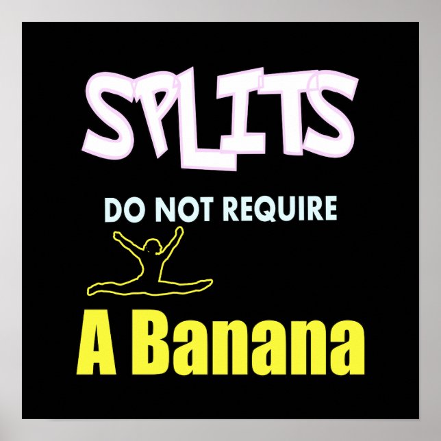Girls Gymnastics Banana Splits Quote Poster (Front)