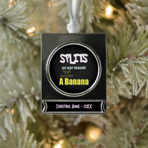 Girls Gymnastics Banana Splits Quote Silver Plated Banner Ornament