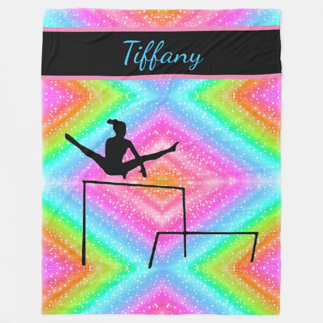 Girls Gymnastics Bars Colourful Fleece Blanket (Front)