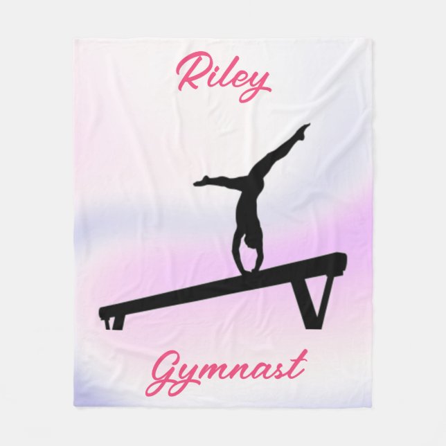 Girls Gymnastics Beam Soft Pastel Fleece Blanket (Front)