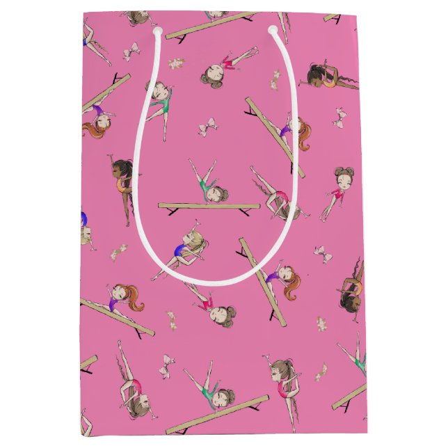 Girls Gymnastics Birthday Gift Medium Gift Bag (Front)