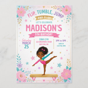 Girls Gymnastics Birthday Part Invitation