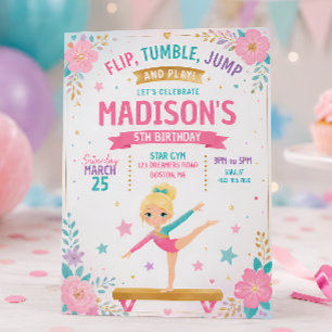 Girls Gymnastics Birthday Part Invitation