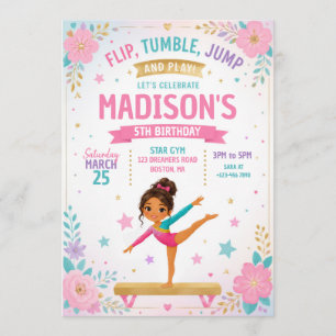 Girls Gymnastics Birthday Part Invitation