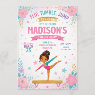 Girls Gymnastics Birthday Part Invitation