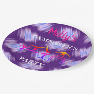 Girls Gymnastics Birthday Party Custom Set of Paper Plate