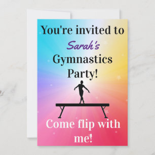 Girls Gymnastics Birthday Party Invitations