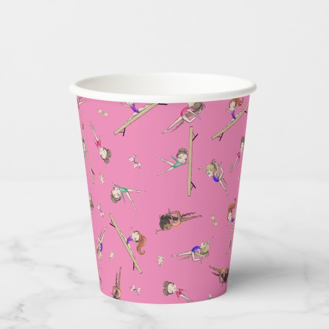 Girls Gymnastics Birthday Party  Paper Cups (Front)