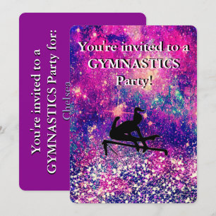 Girls Gymnastics Birthday Party Sparkle Invitation