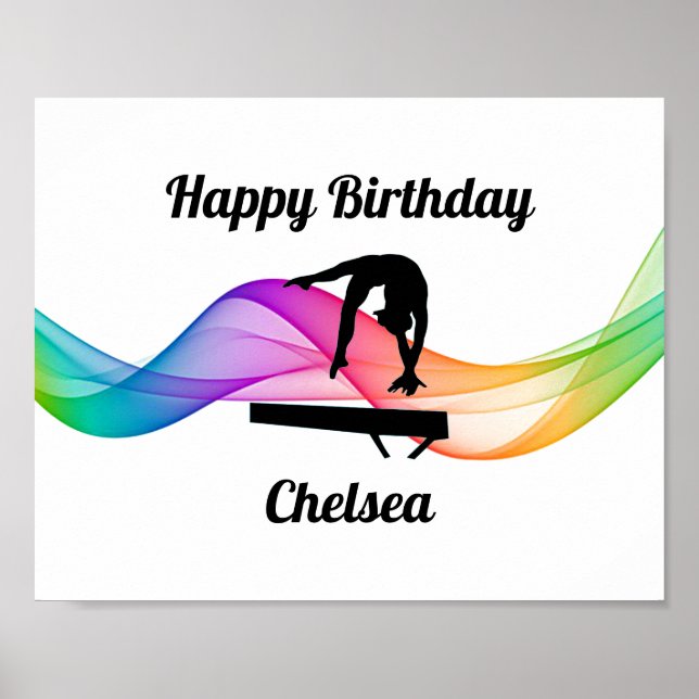 Girls Gymnastics Birthday Poster (Front)