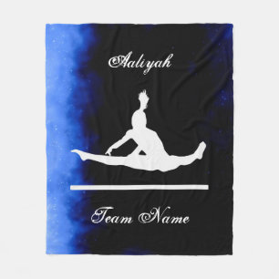 Girls Gymnastics Black, Blue, White w/ Team Name   Fleece Blanket