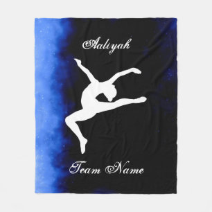 Girls Gymnastics Black, Blue, White w/ Team Name   Fleece Blanket