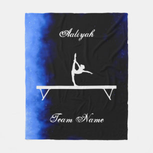 Girls Gymnastics Black, Blue, White w/ Team Name   Fleece Blanket