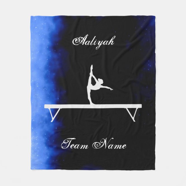 Girls Gymnastics Black, Blue, White w/ Team Name   Fleece Blanket (Front)