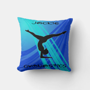 Girls Gymnastics Blue Abstract    Cushion