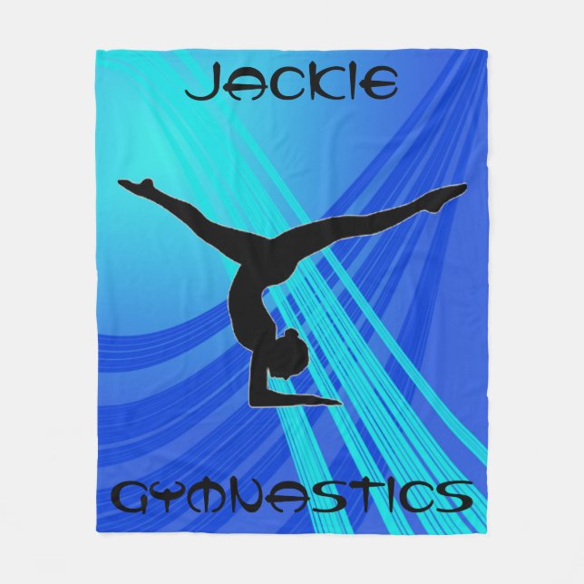 Girls Gymnastics Blue Abstract   Fleece Blanket (Front)