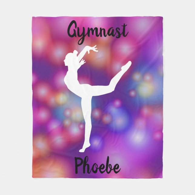 Girls Gymnastics Bubble Fun Fleece Blanket (Front)