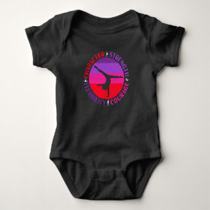 Girls Gymnastics Character Strength Courage Baby Bodysuit