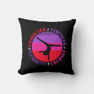 Girls Gymnastics Character Strength Courage Cushion