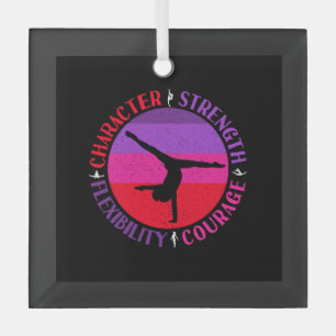 Girls Gymnastics Character Strength Courage Glass Tree Decoration