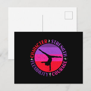 Girls Gymnastics Character Strength Courage Postcard