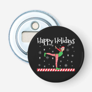 Girls Gymnastics Christmas Elf Bottle Opener