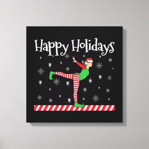 Girls Gymnastics Christmas Elf Canvas Print