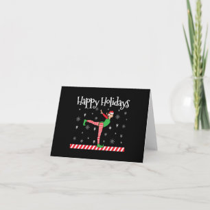 Girls Gymnastics Christmas Elf Card