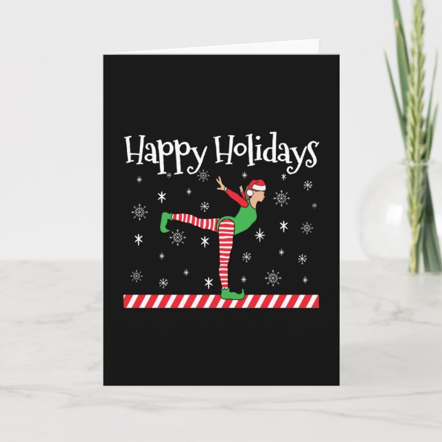 Girls Gymnastics Christmas Elf Card (Front)